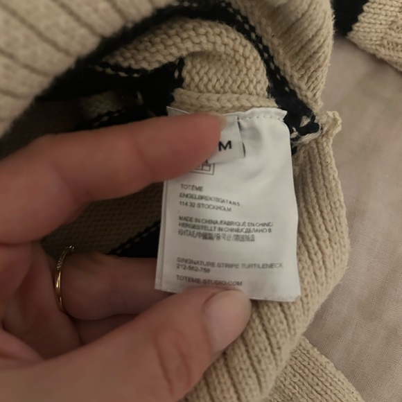 Black and beige Striped Turtleneck Sweater - Picture 3 of 7